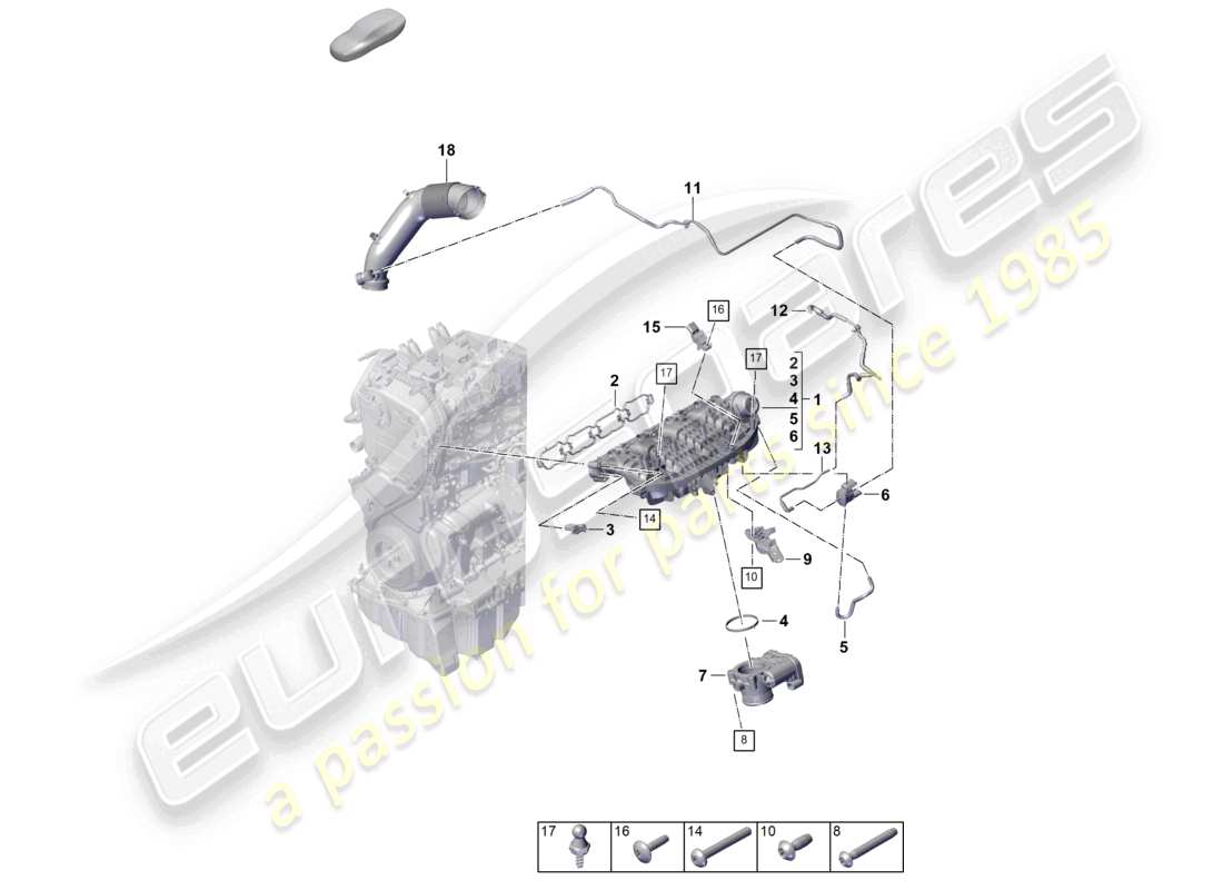 porsche 2026 (cayenne e3 pa) intake manifold throttle valve adapter part diagram