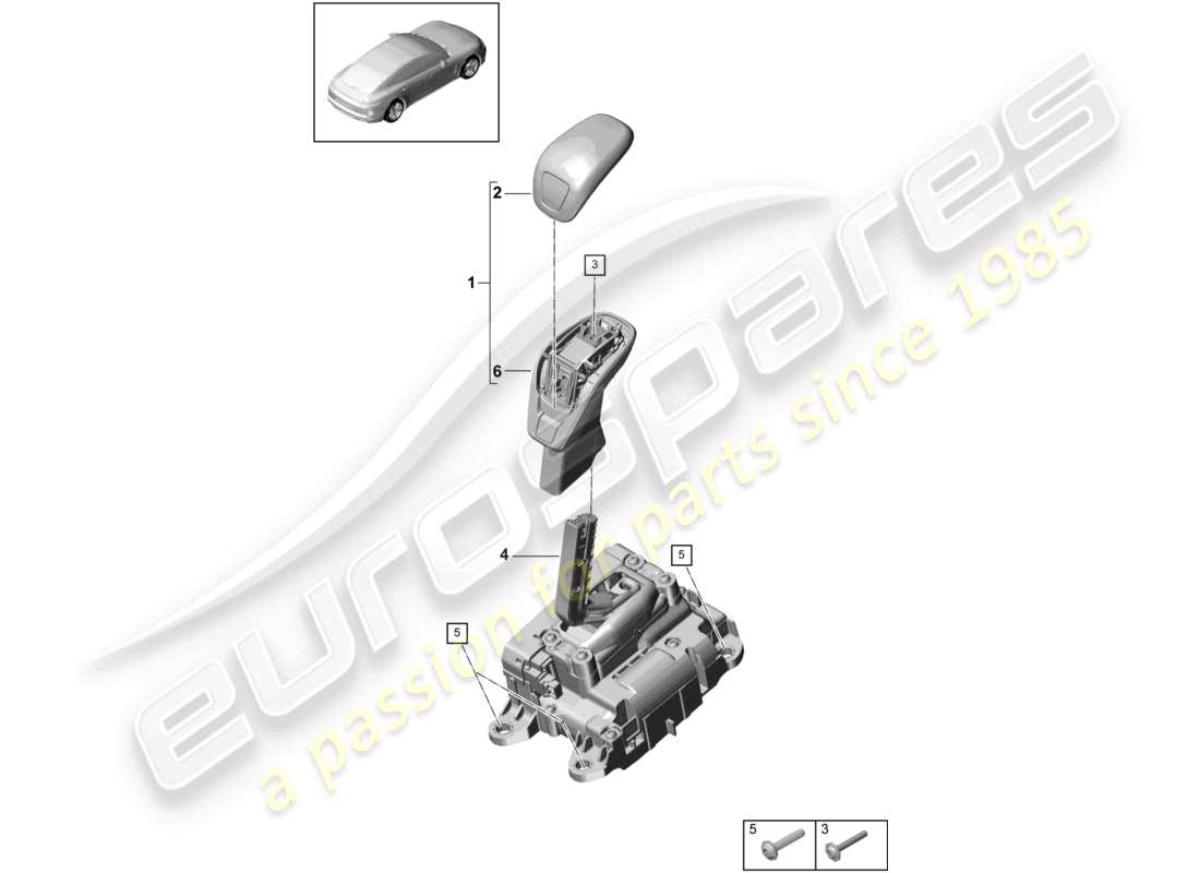 porsche 2021 (panamera 971-1) selector lever parts diagram