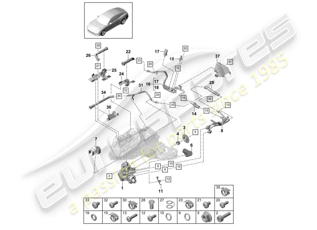porsche 2021 (panamera 971-1) high pressure pump fuel line parts diagram