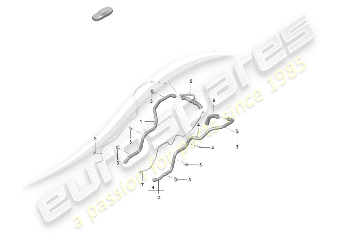 porsche 2021 (992-1 gt3/rs/st) coolant cooling system rear end part diagram