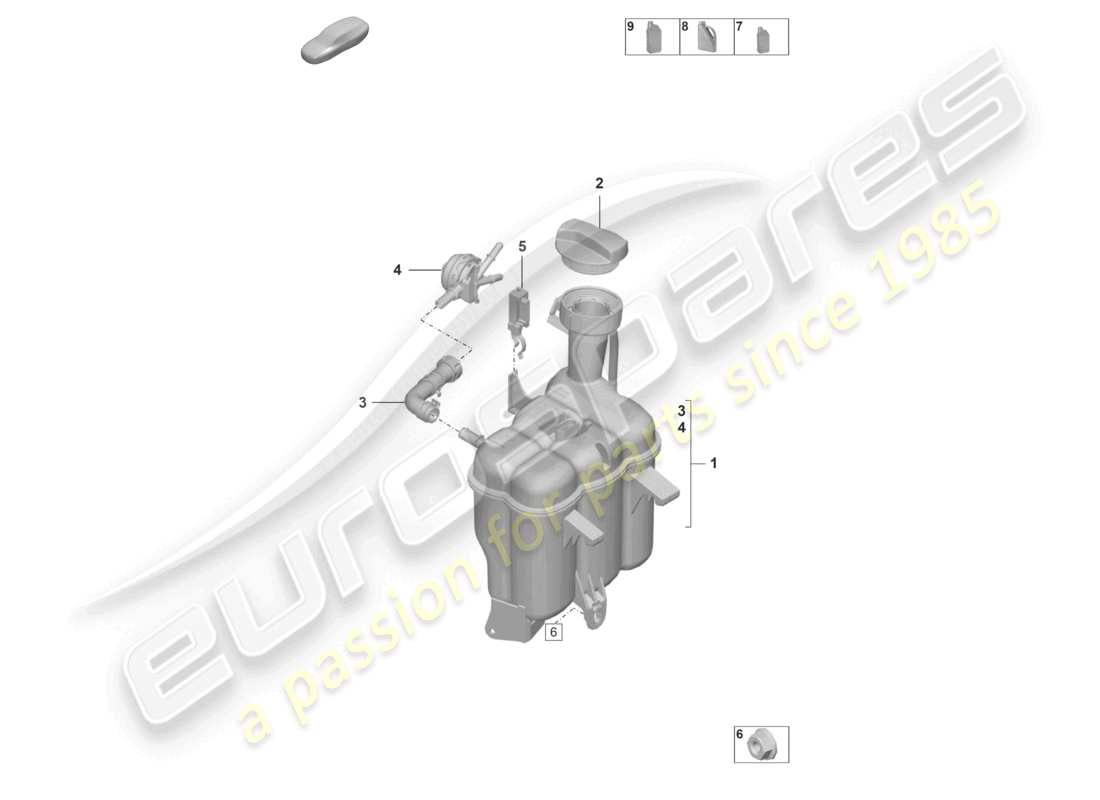 porsche 2025 (992-2 gt3/rs/st) coolant expansion tank part diagram
