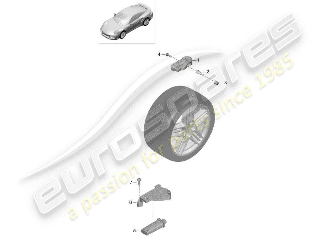 porsche 2018 (991-2 turbo) tire pressure control system part diagram