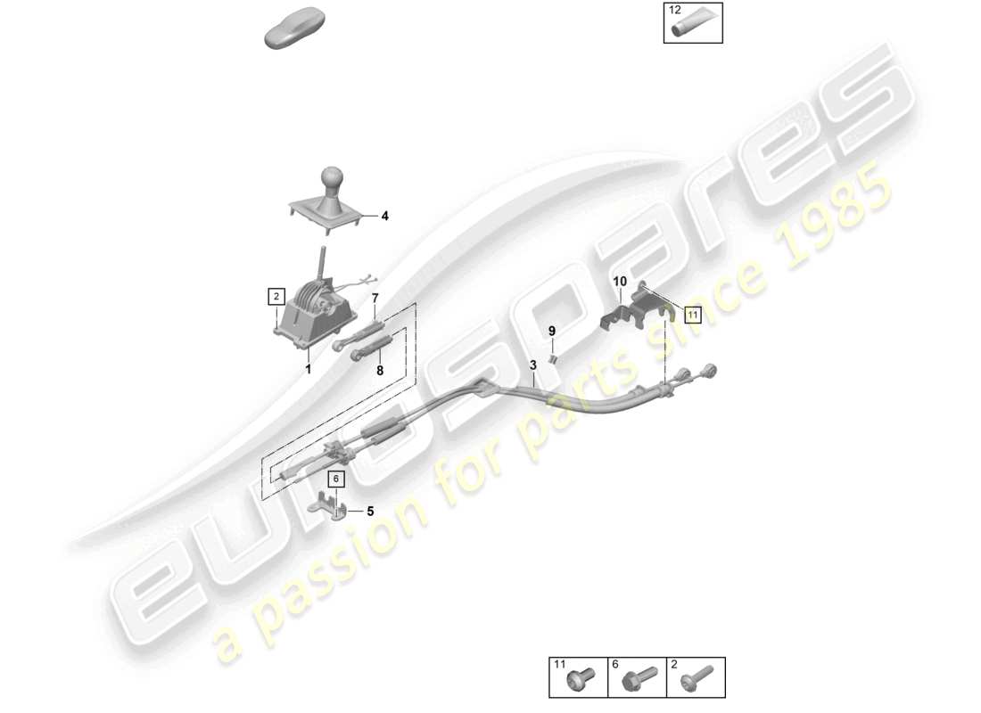 porsche 2025 (992-2 gt3/rs/st) selector mechanism 7-speed manual transmission part diagram