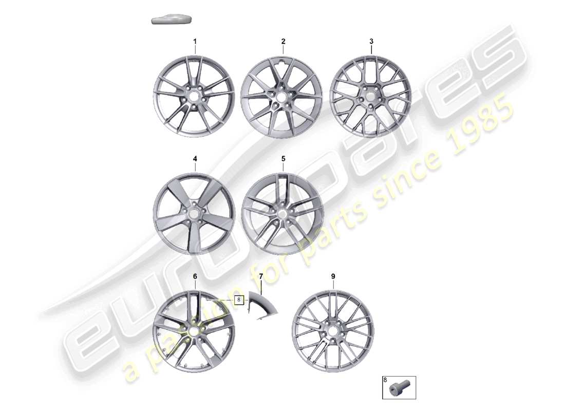 porsche 2024 (992-2) alloy wheel part diagram