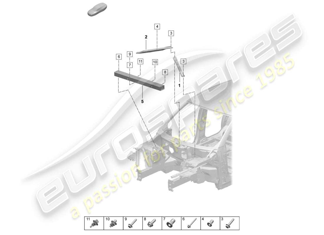 porsche 2025 (macan-e) dome strut front accessories parts diagram