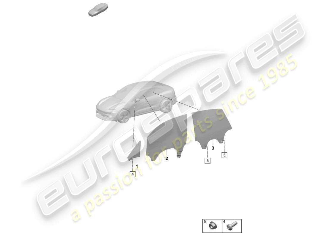 porsche 2025 (macan-e) door and side window part diagram