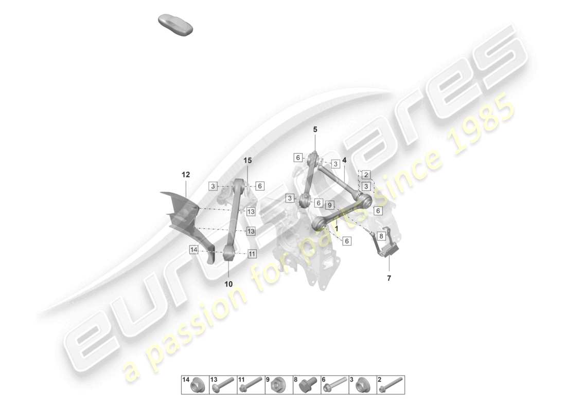 porsche 2021 (992-1 gt3/rs/st) wishbone rear axle part diagram