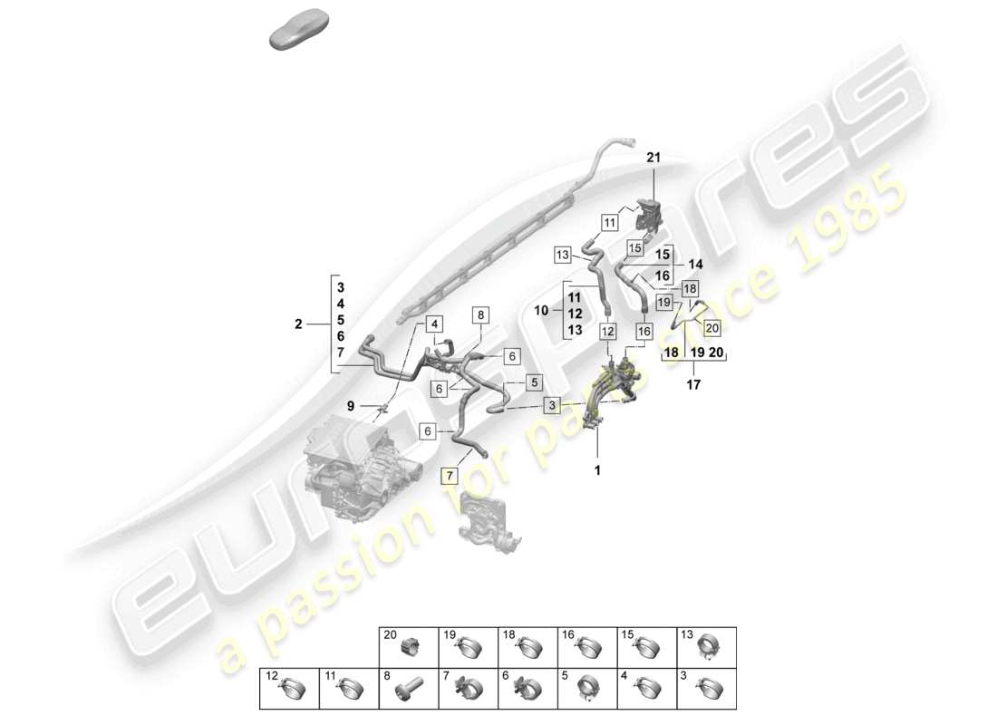 porsche 2025 (macan-e) coolant cooling system parts diagram