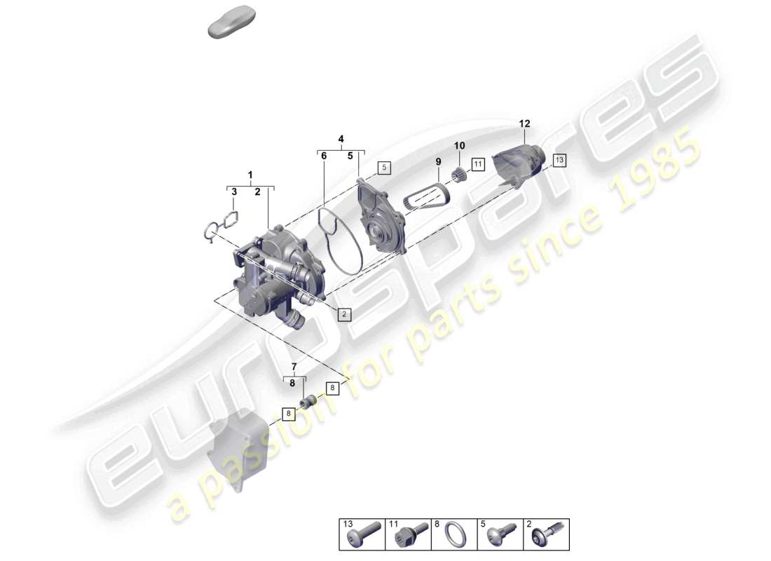 porsche 2025 (cayenne e3 pa) coolant pump coolant regulator connector union part diagram