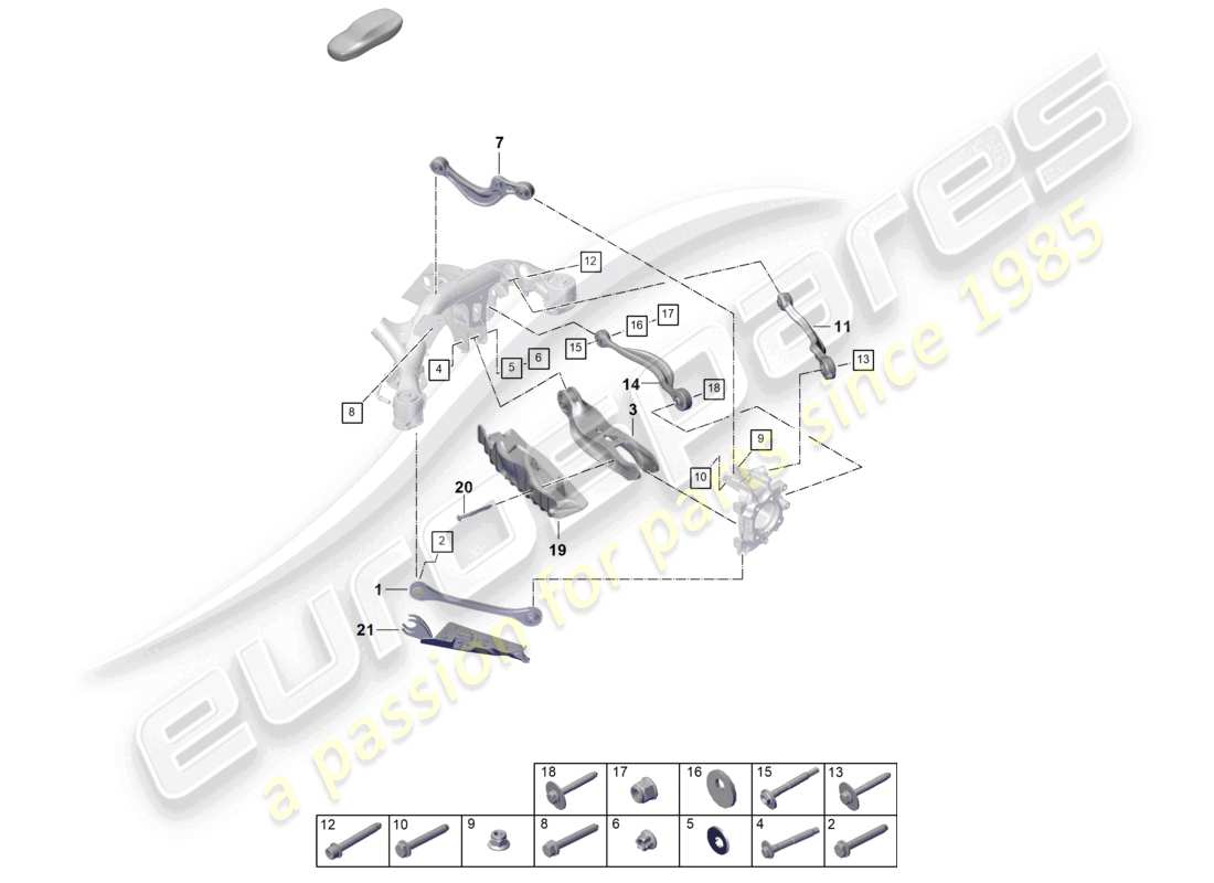 porsche 2025 (cayenne e3 pa) wishbone rear axle part diagram