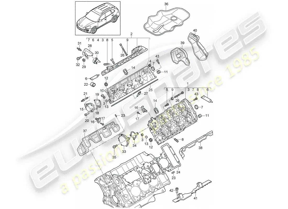 porsche 2014 (cayenne e2 92a) cylinder head part diagram