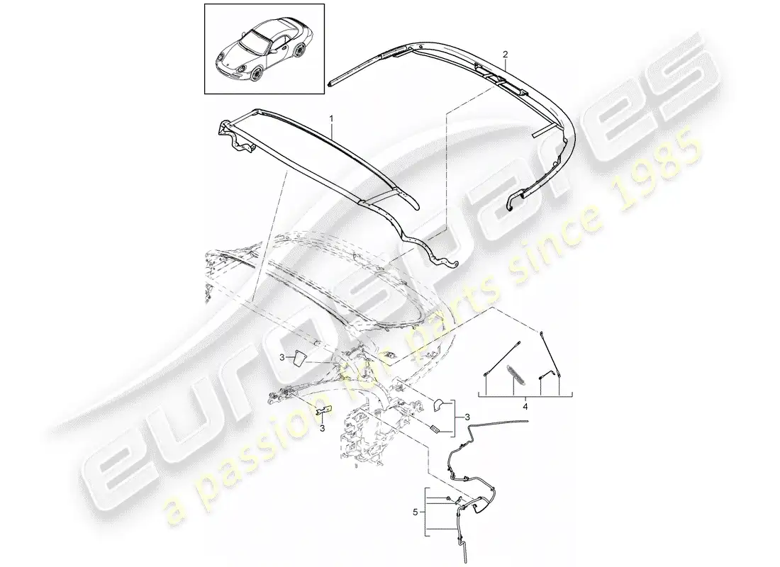 porsche 2010 (997-2) top frame parts diagram