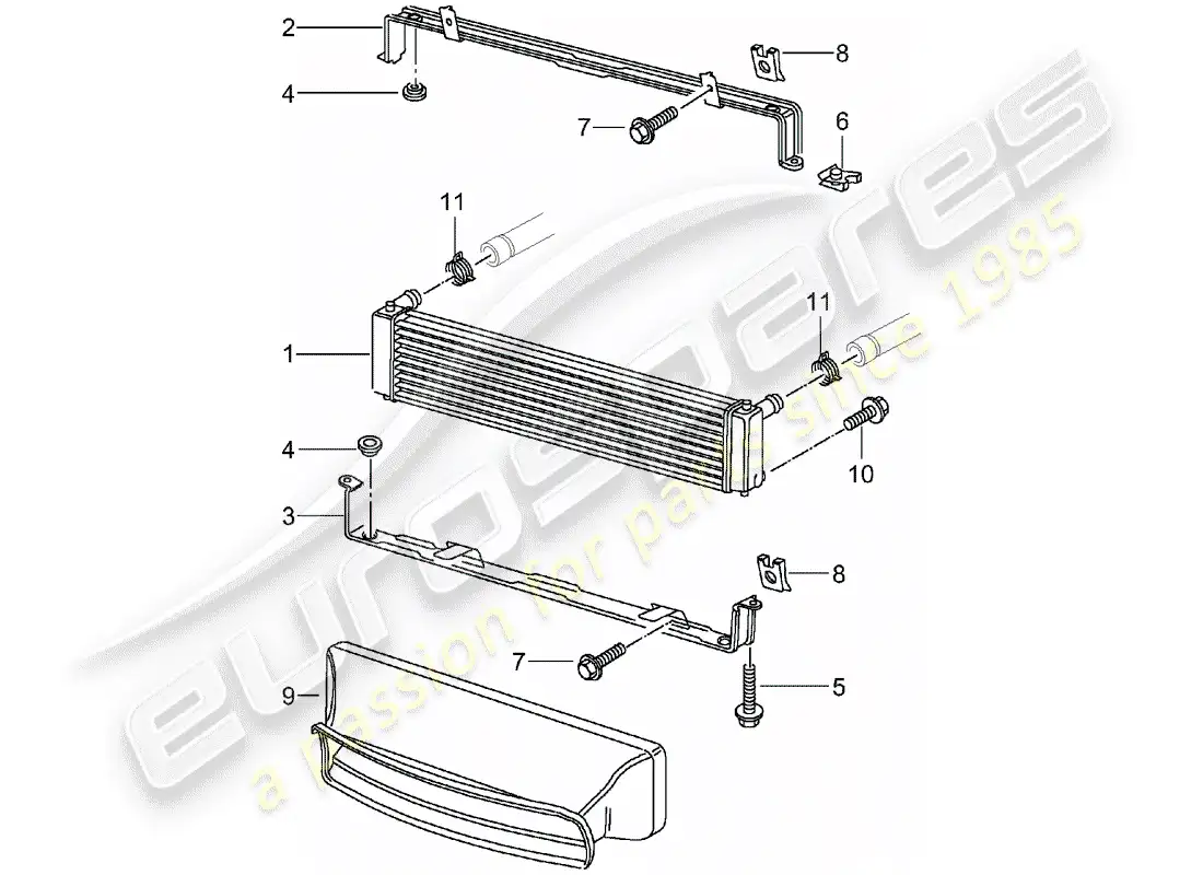 porsche 2004 (996 gt3) radiator parts diagram