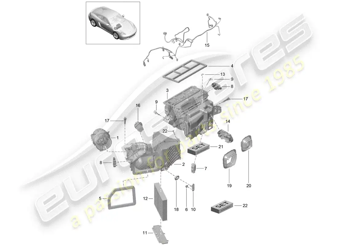 porsche 2018 (718 cayman) air conditioner parts diagram