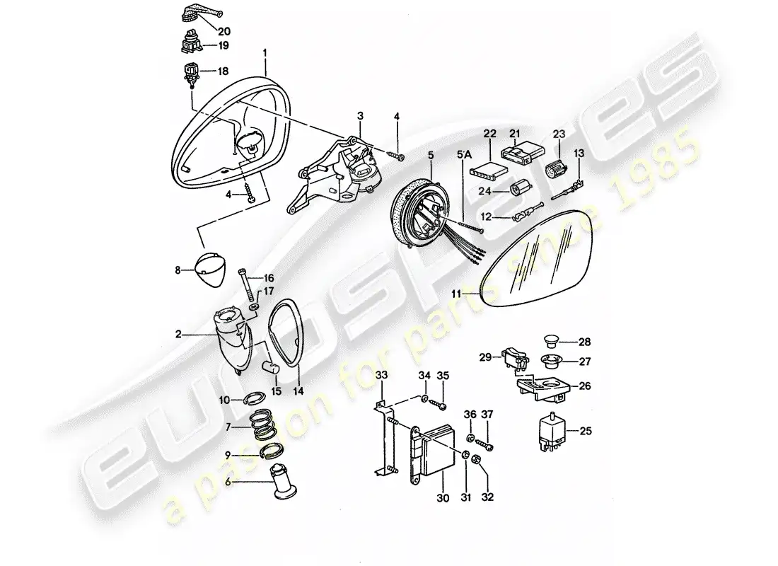porsche 1994 (928) rear view mirror parts diagram