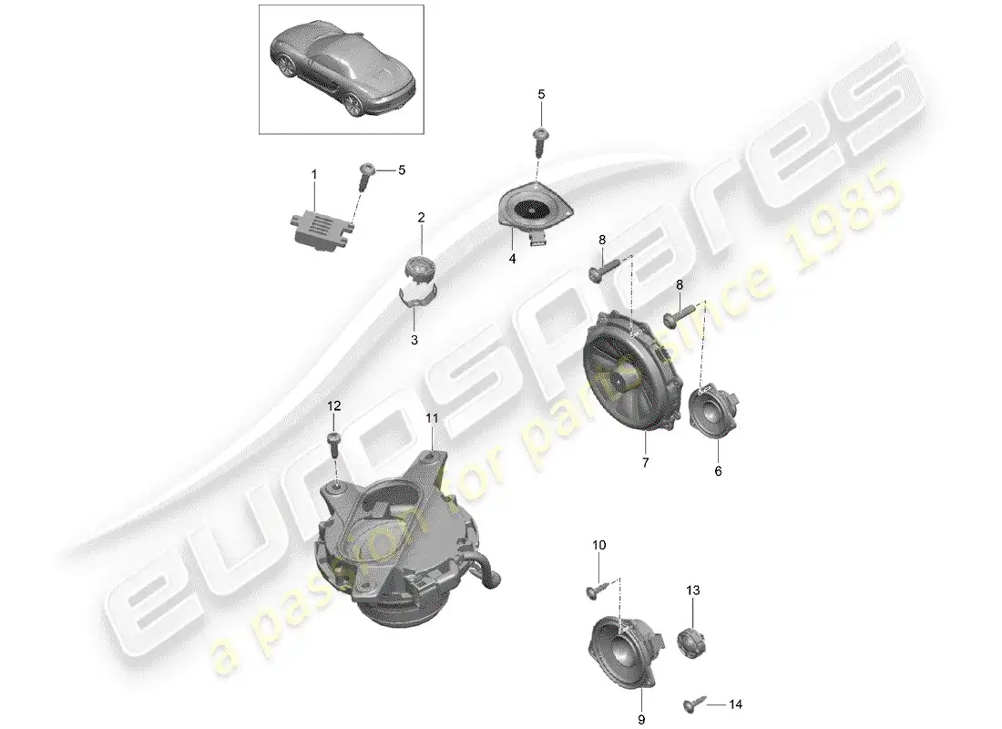 porsche 2014 (981 boxster) loudspeaker parts diagram