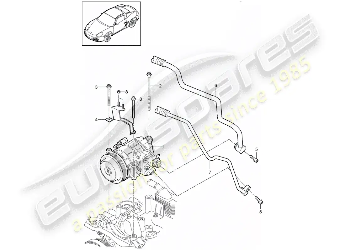 porsche 2012 (987 cayman) compressor parts diagram