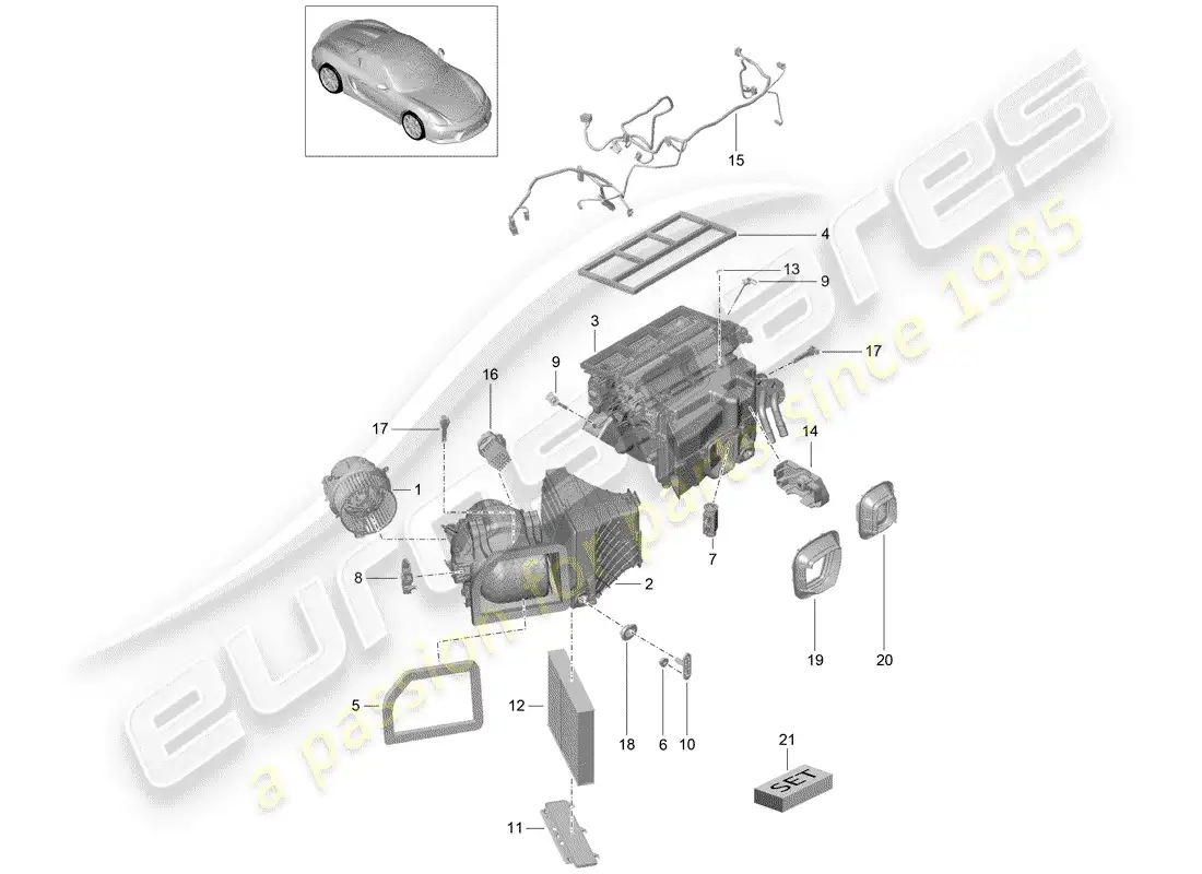 porsche 2016 (981 boxster spyder) air conditioner parts diagram