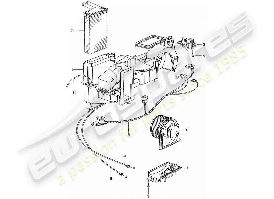 porsche 2004 (996) heater - single parts parts diagram