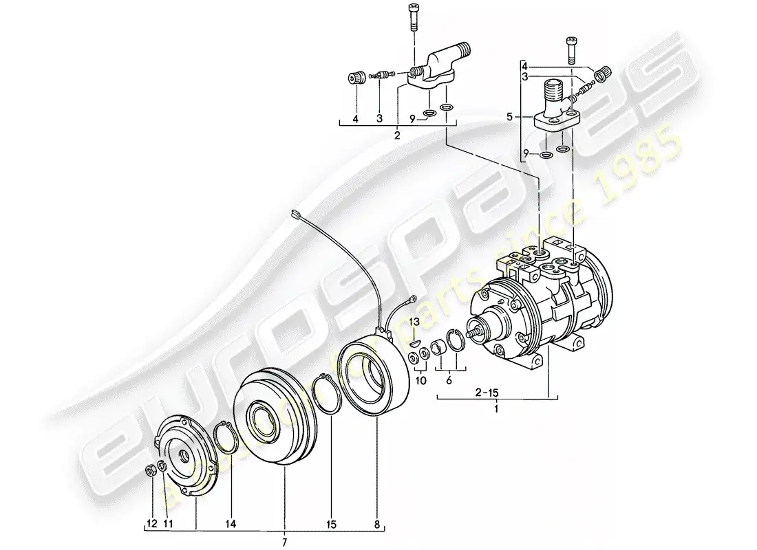 porsche 1987 (911) compressor parts diagram