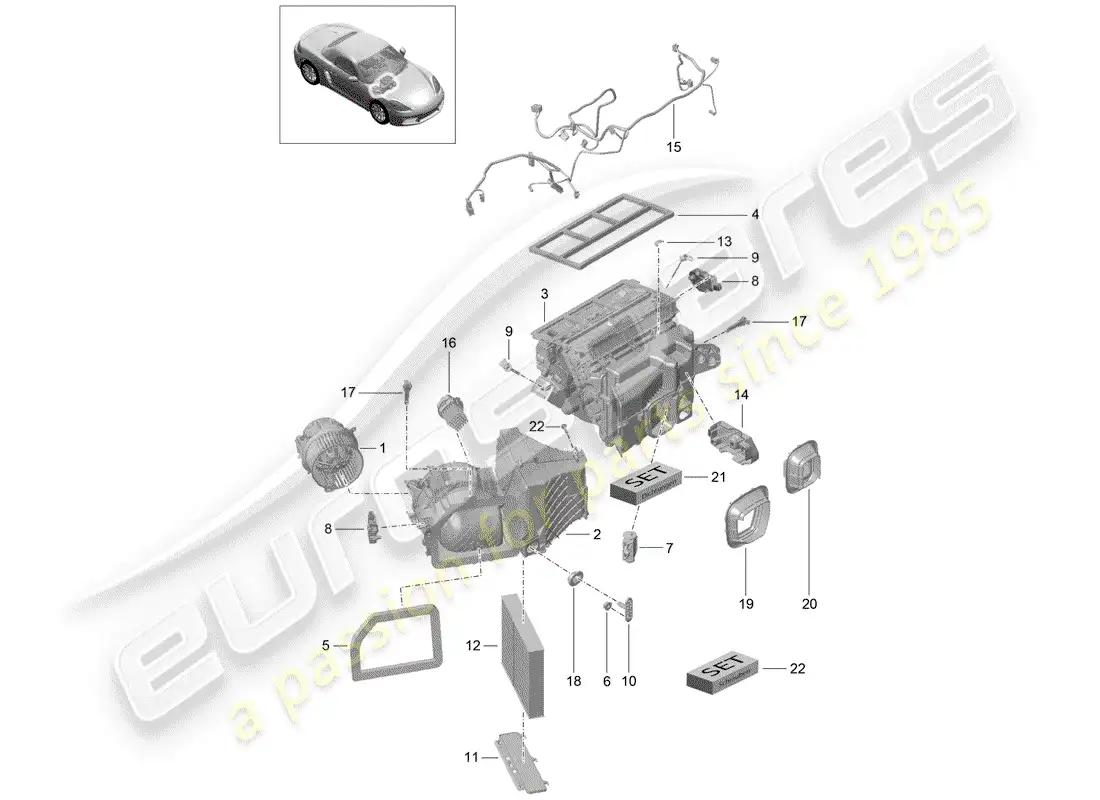 porsche 2019 (718 boxster) air conditioner parts diagram