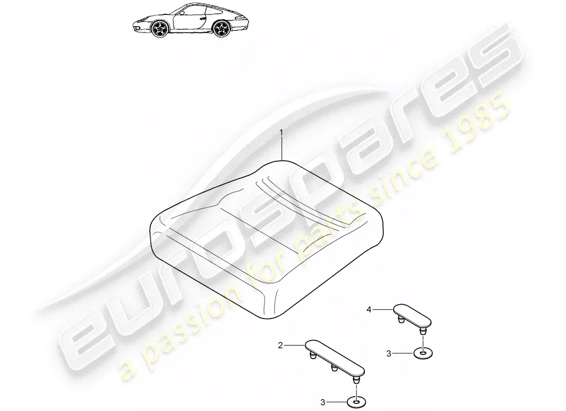 porsche 2004 (996) back seat cushion parts diagram