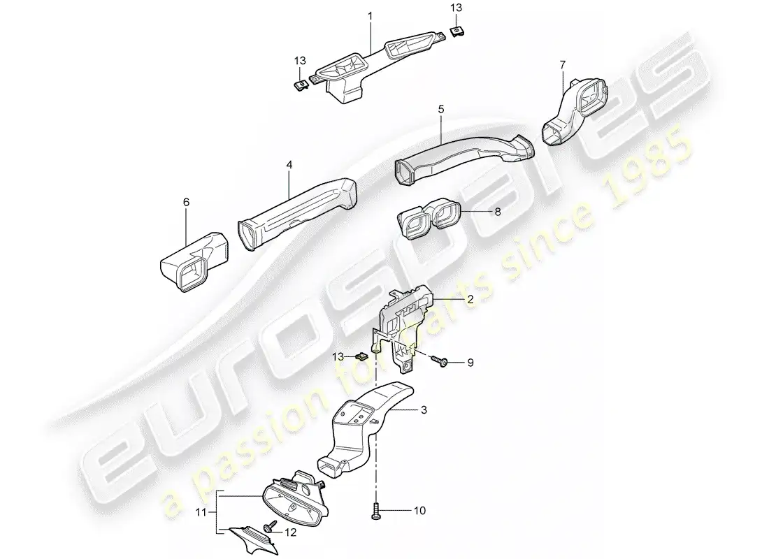 porsche 2008 (997-1 turbo / gt2) air distributor parts diagram