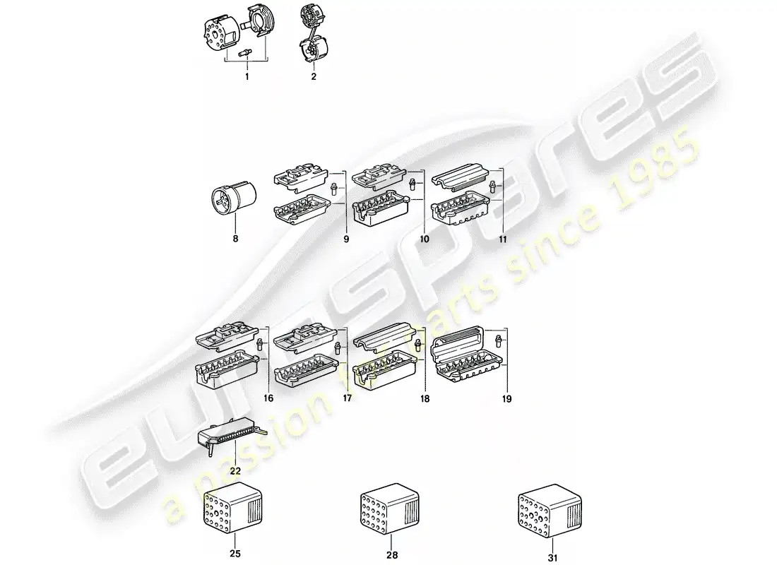 porsche 1986 (924s) connector housing parts diagram