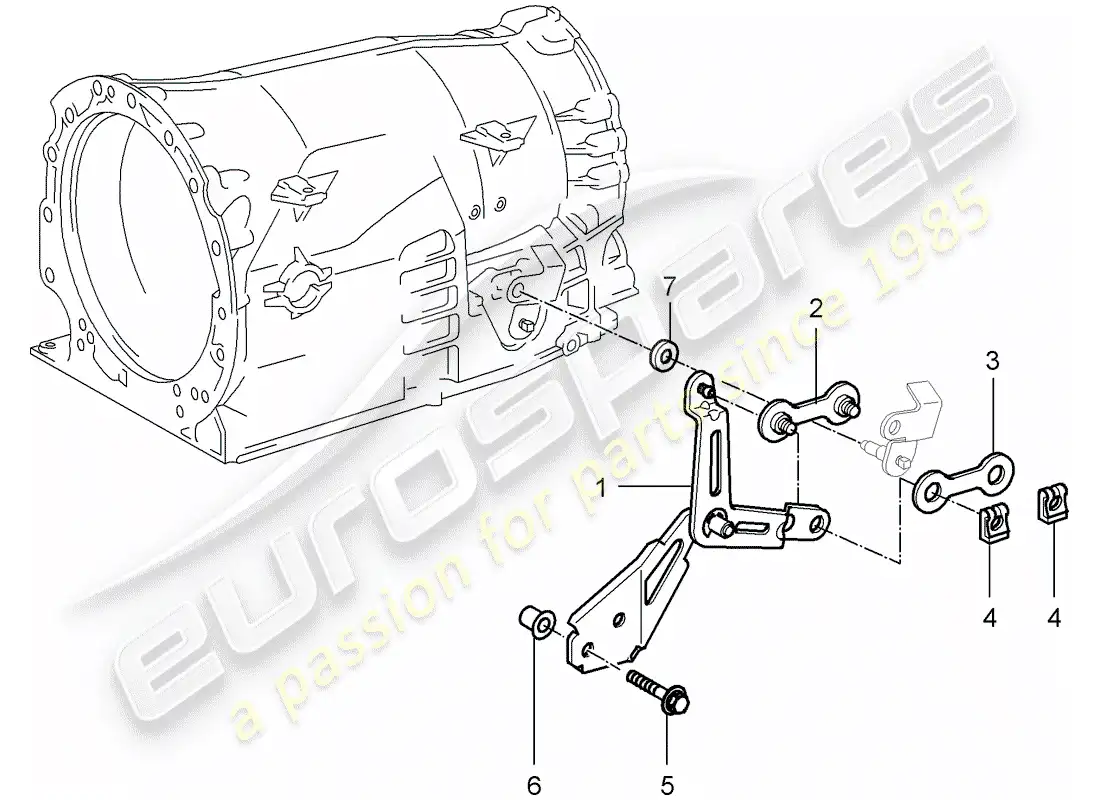 porsche 2005 (996 turbo / gt2) tiptronic - selector lever parts diagram