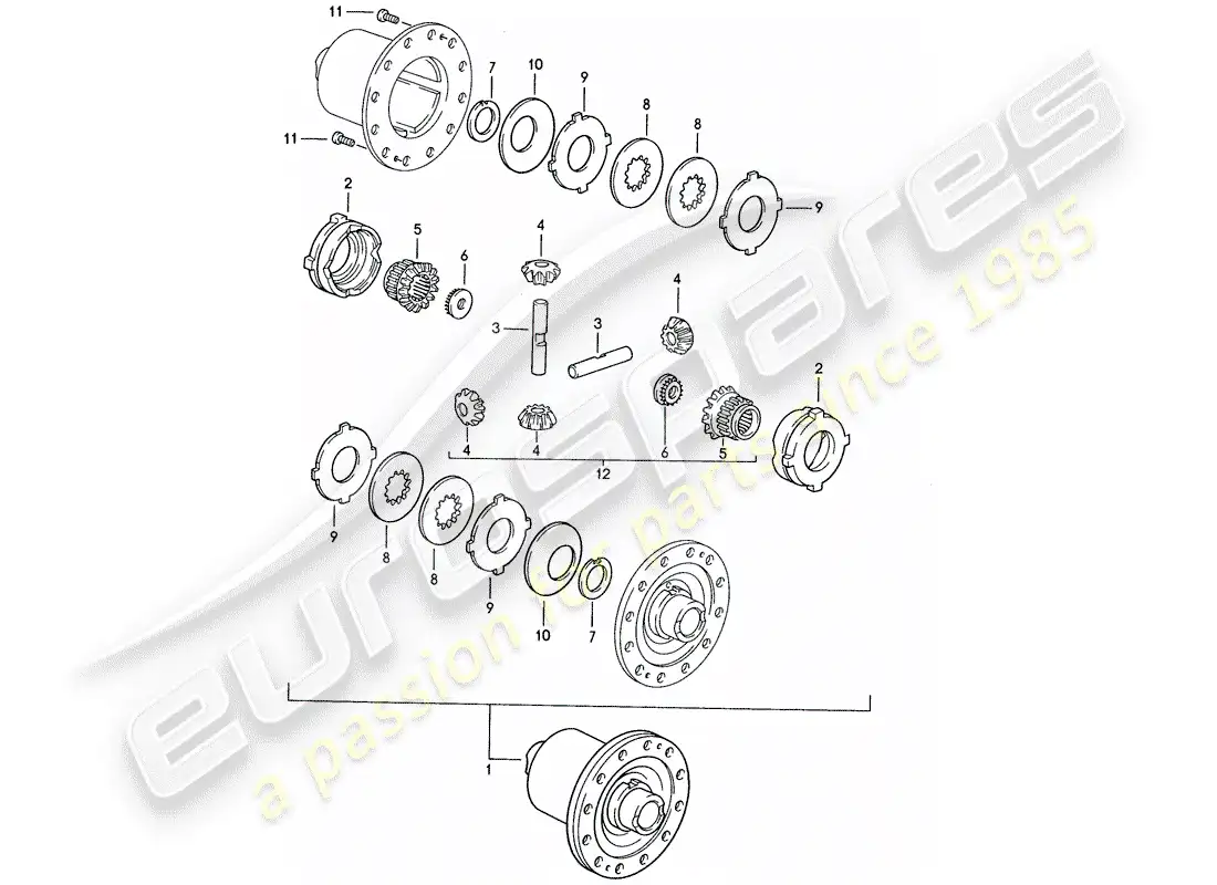 porsche 1990 (928) manual gearbox - limited slip differential - d >> - mj 1989 parts diagram