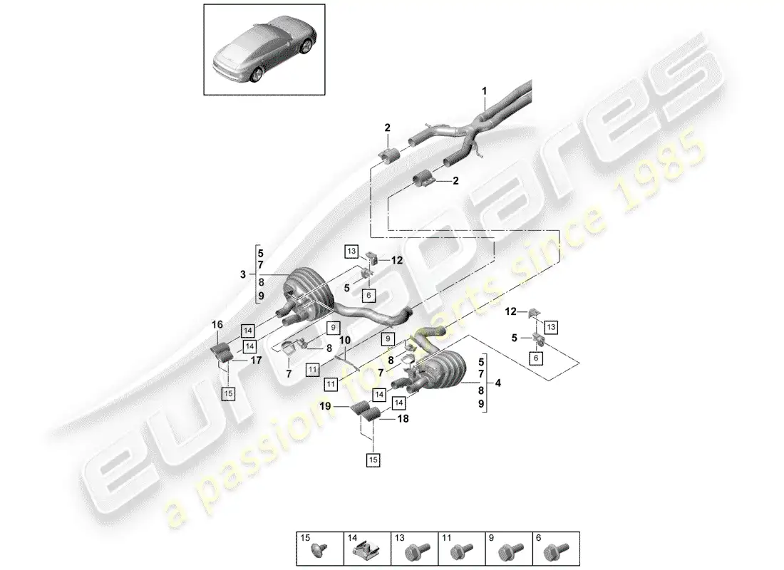 porsche 2017 (panamera 971-1) exhaust system parts diagram