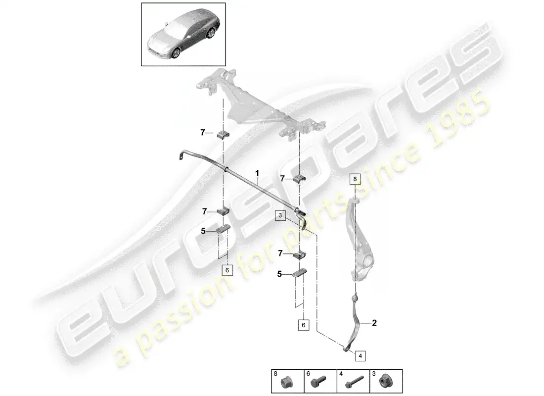 porsche 2017 (panamera 971-1) stabilizer parts diagram