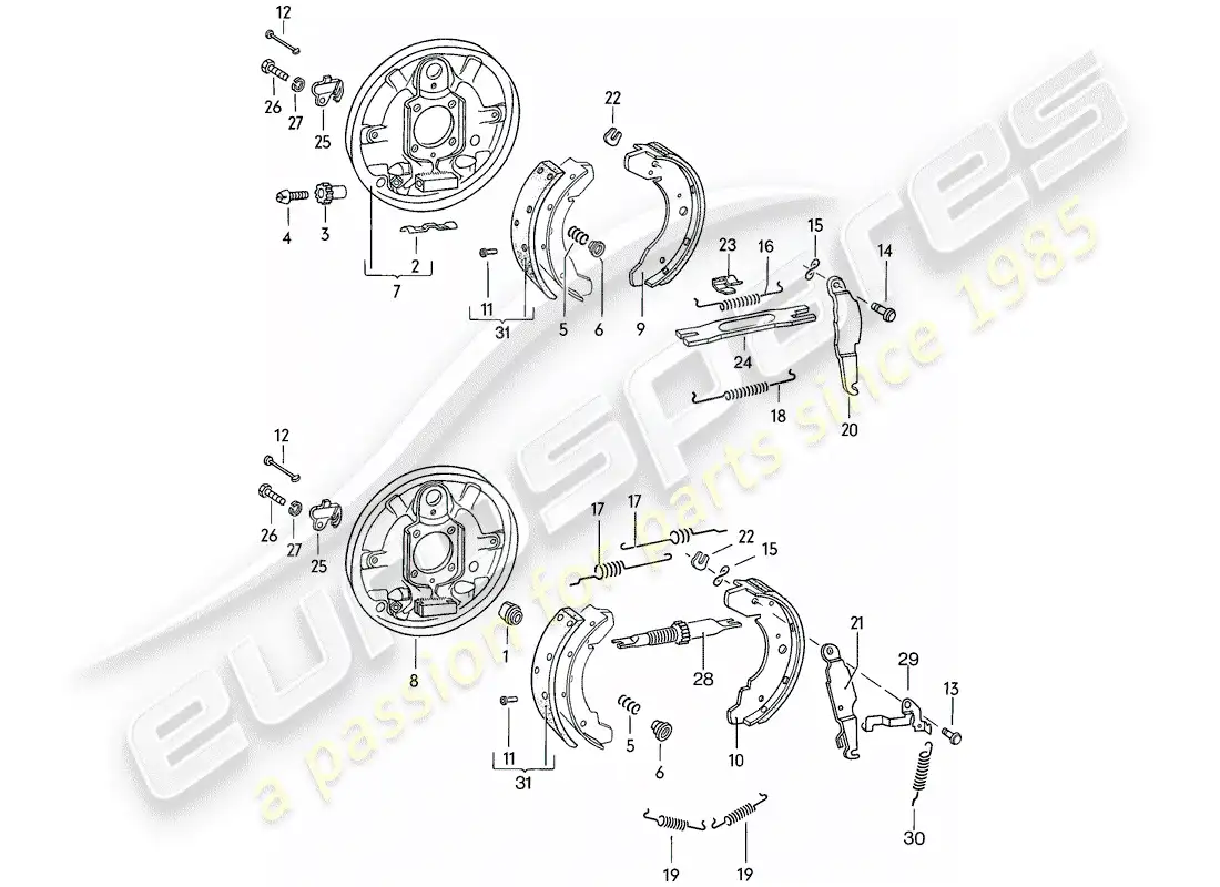 porsche 1976 (924) brake - rear axle parts diagram