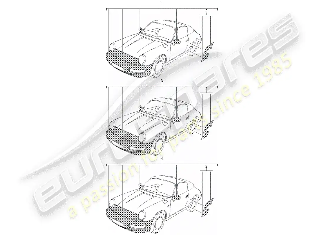 porsche 2017 (accessories) stone protection foil parts diagram