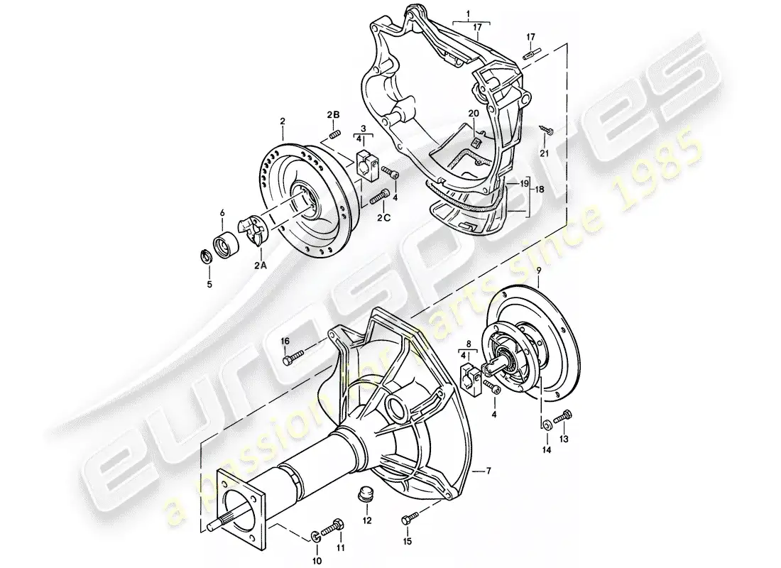 porsche 1977 (924) central tube - automatic transmission parts diagram