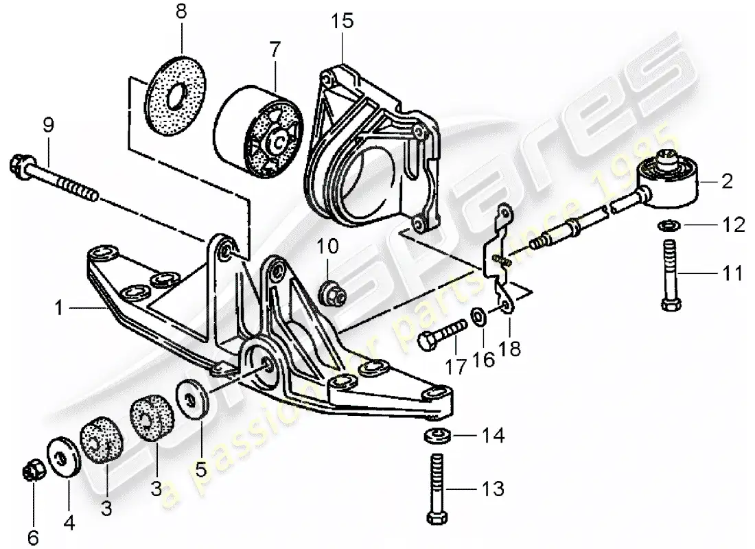 porsche 1996 (993) tiptronic - transmission suspension parts diagram