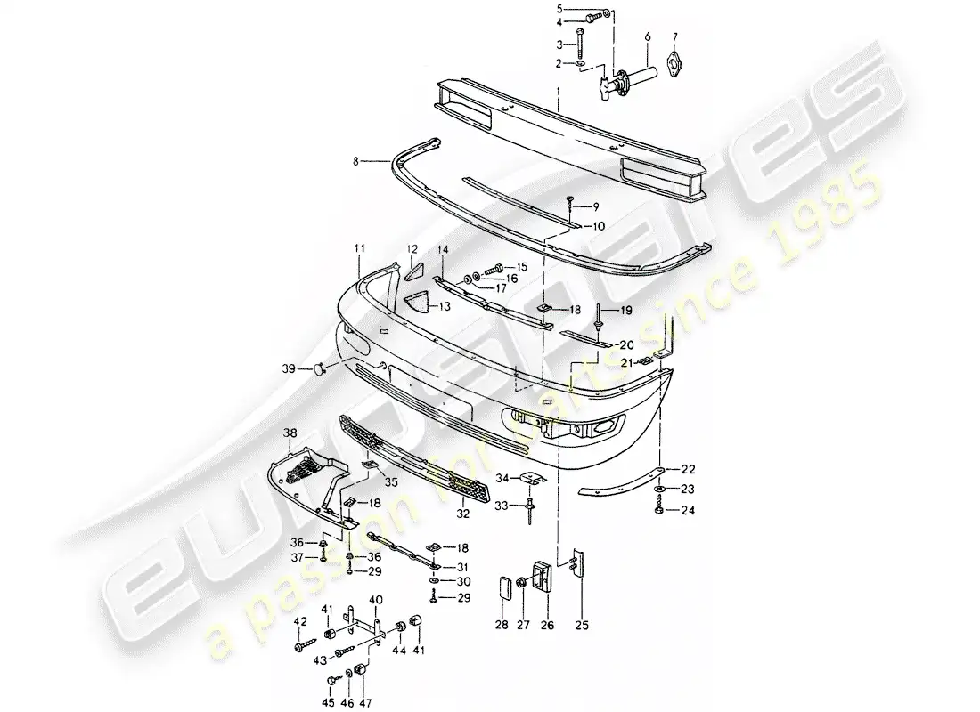 porsche 1992 (964) bumper parts diagram