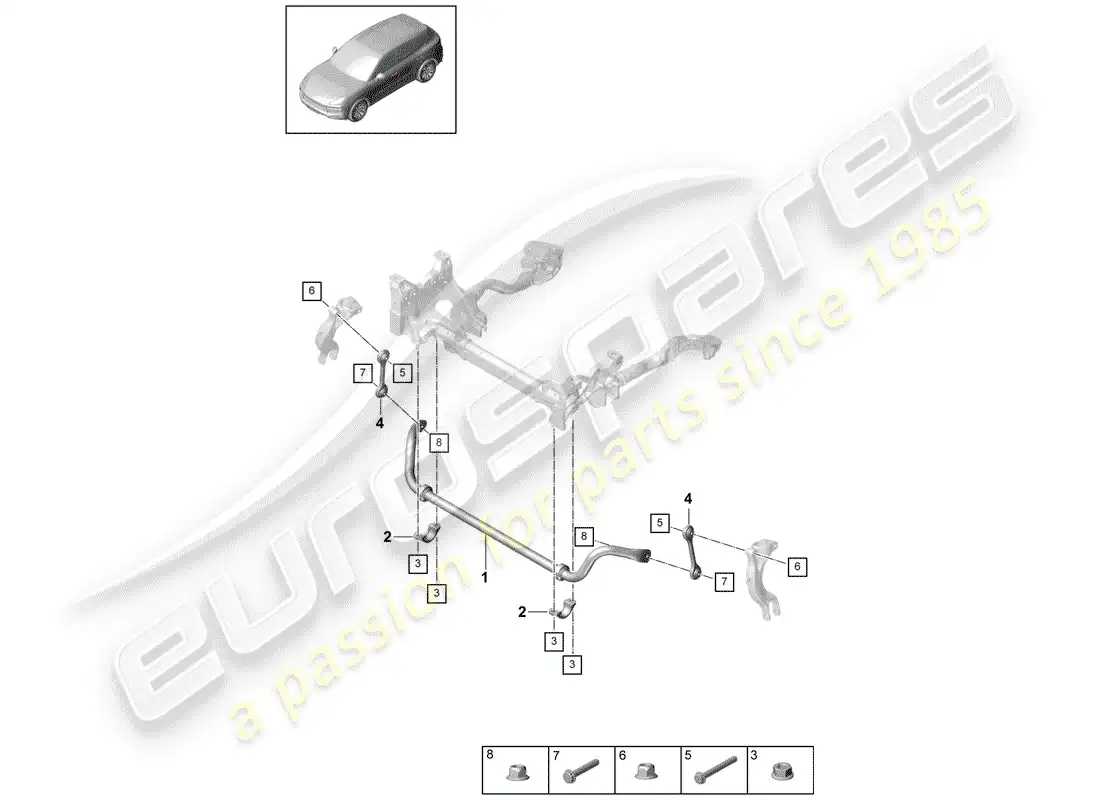 porsche 2020 (cayenne e3 9ya/9yb) stabilizer part diagram