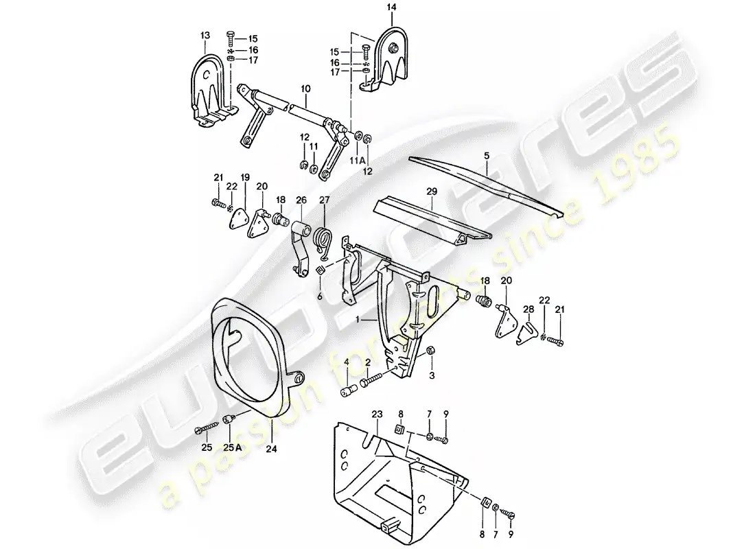 porsche 1981 (924) pop-up headlight parts diagram