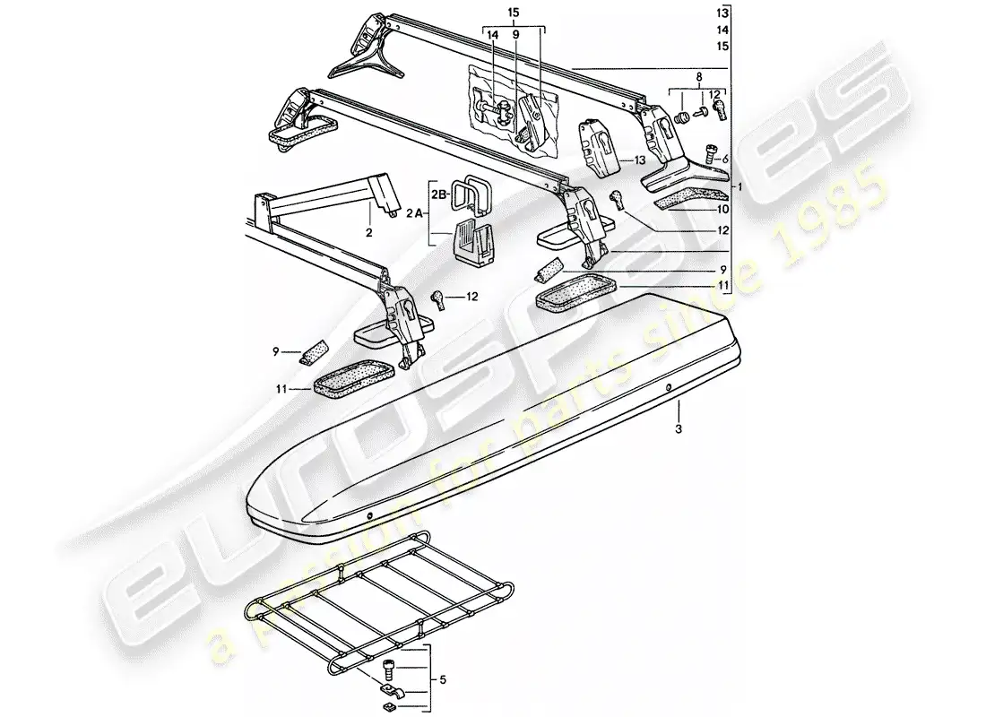 porsche 1987 (924s) roof transport system parts diagram
