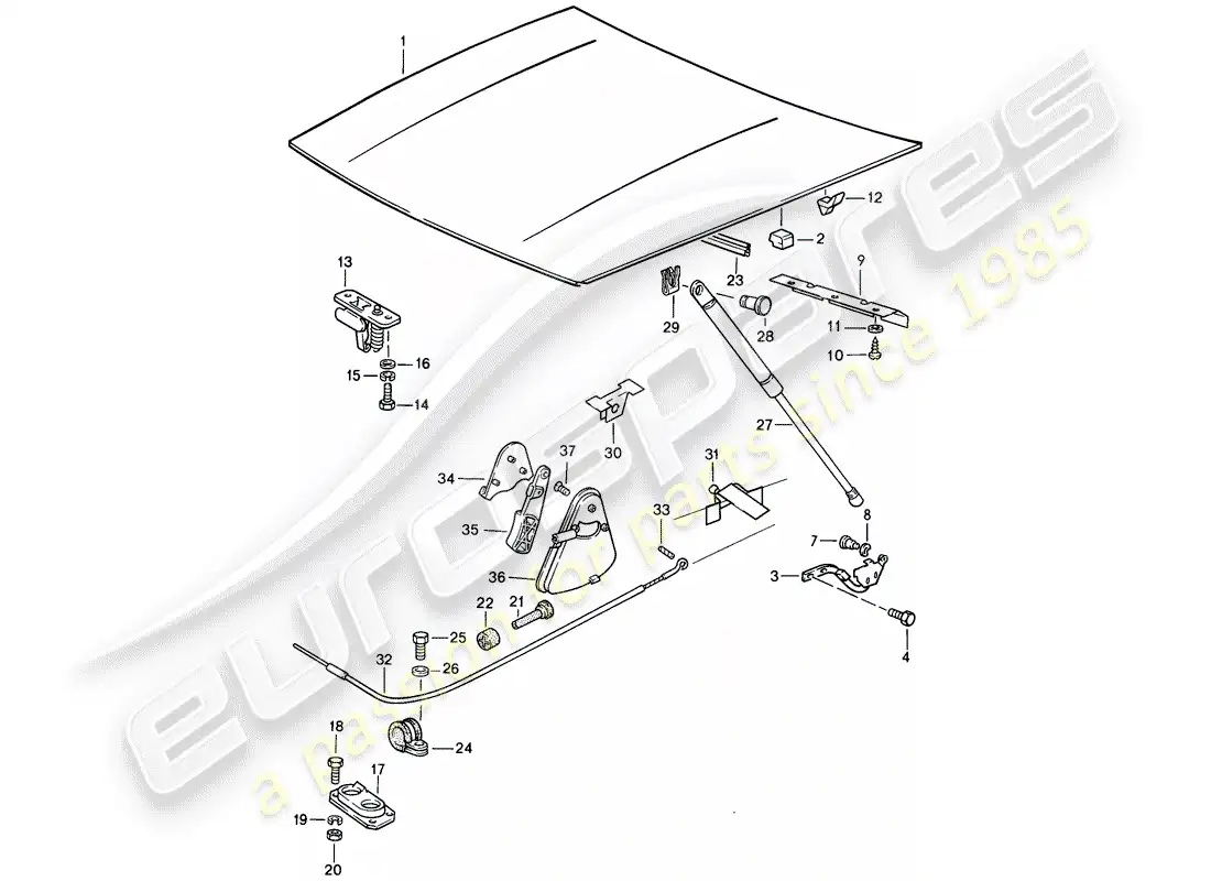 porsche 1986 (944) cover - actuator parts diagram