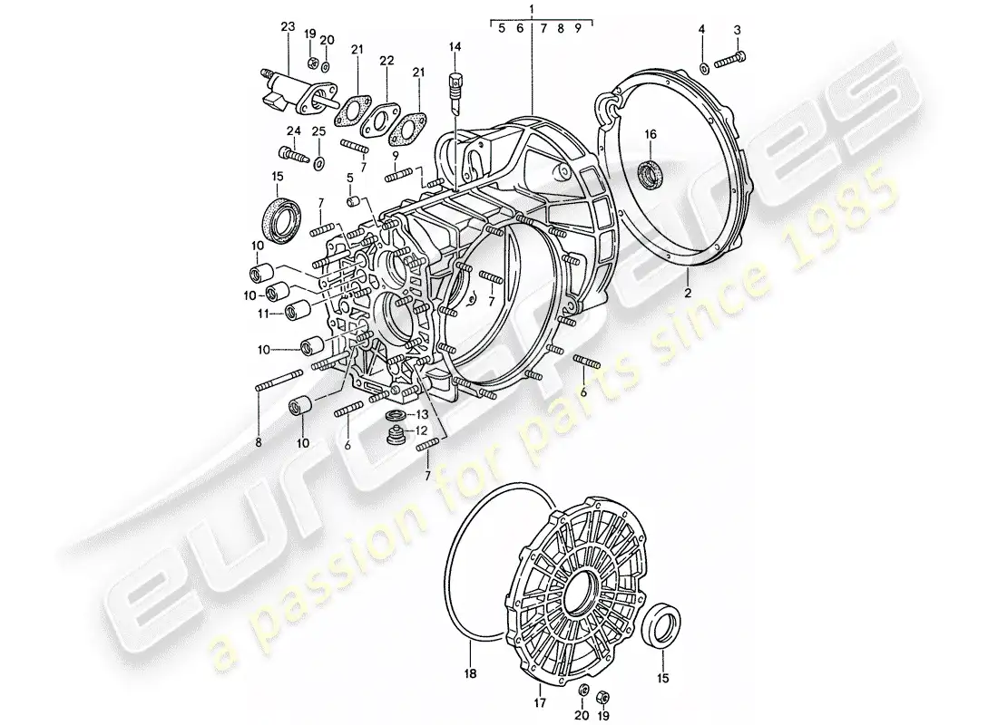 porsche 1987 (959) replacement transmission - transmission case parts diagram