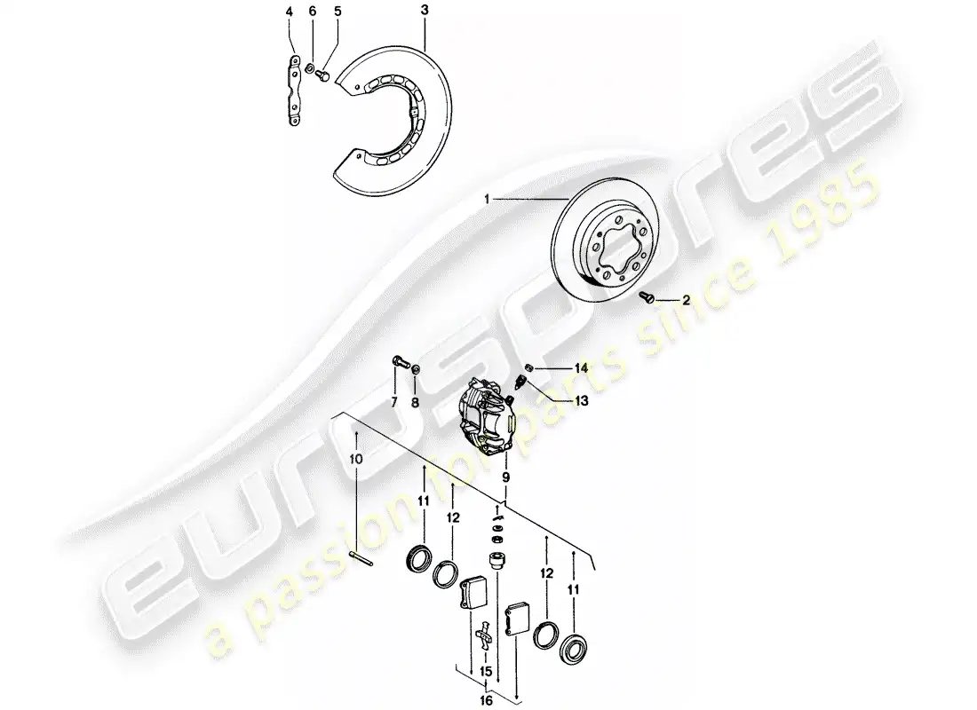 porsche 1976 (914) disc brakes parts diagram