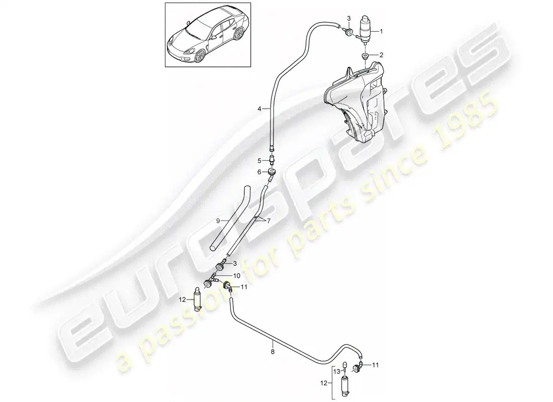porsche 2014 (panamera 970) headlight washer system parts diagram