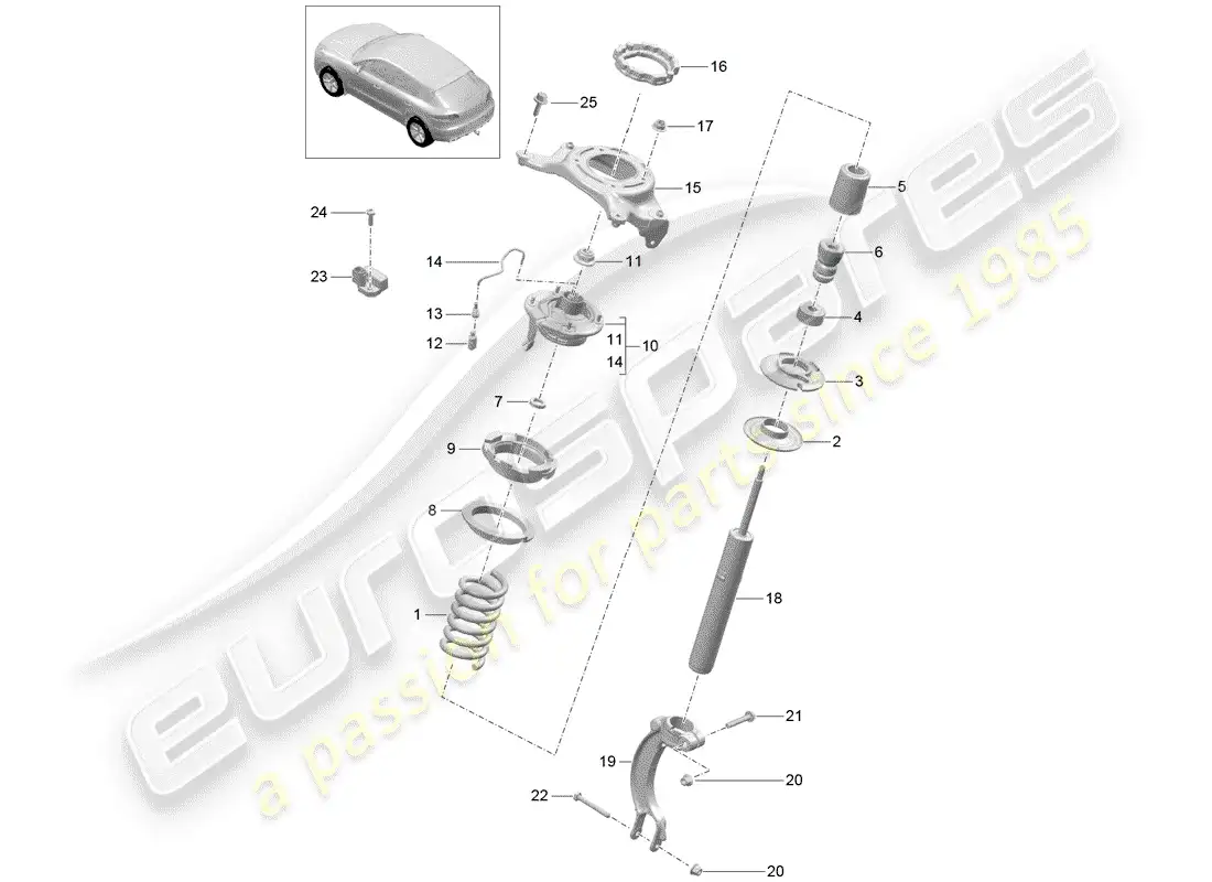 porsche 2015 (macan) steel spring suspension parts diagram