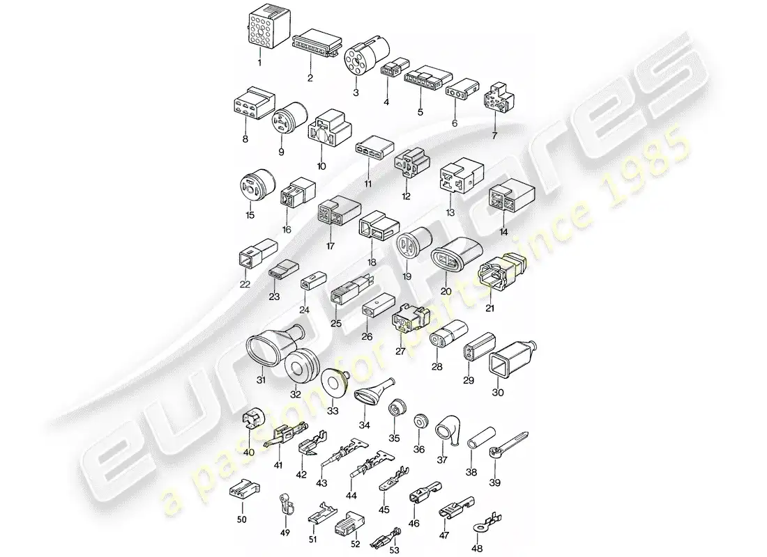 porsche 1982 (944) push-on connector parts diagram