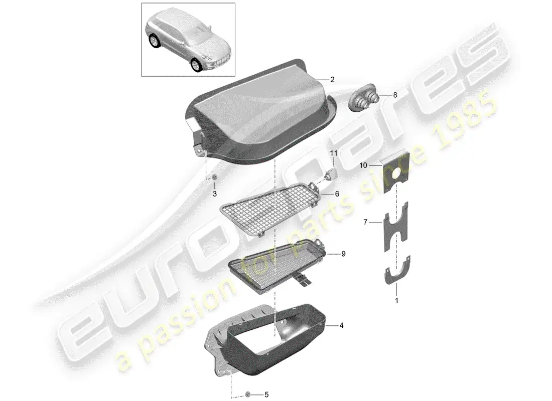 porsche 2016 (macan) water box parts diagram