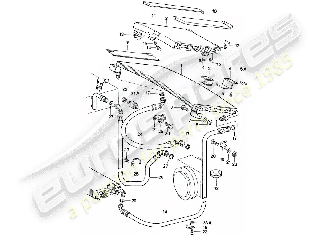 porsche 1985 (911) capacitor - refrigerant line - accessories and others parts diagram
