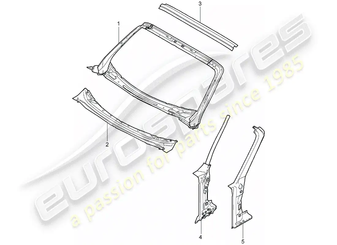 porsche 2007 (987 boxster) cowl part diagram