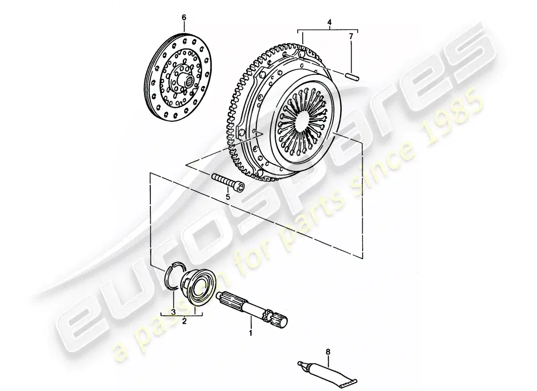 porsche 1993 (928) manual gearbox - clutch parts diagram